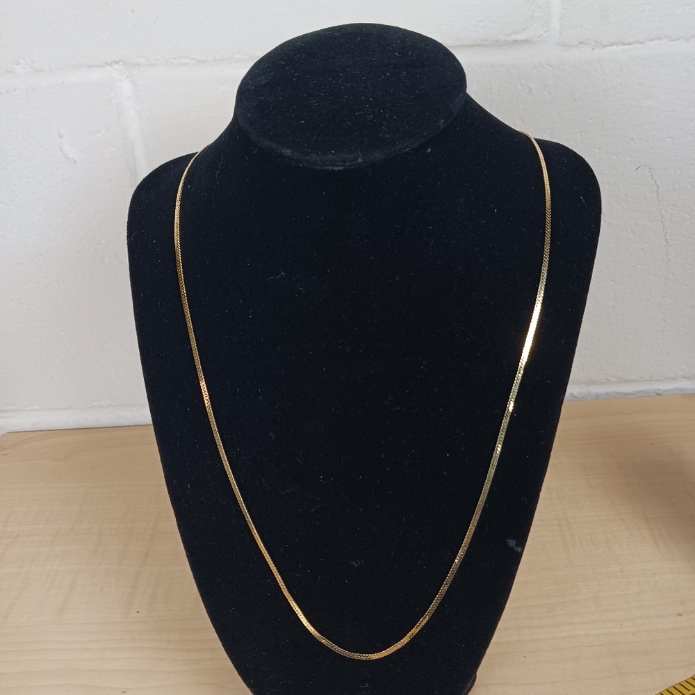 Monet Flat Herringbone Gold Tone‎ Chain Necklace 24" Lobster Clasp Elegant